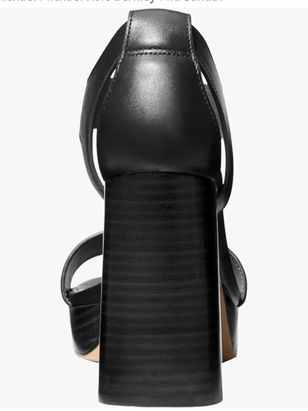 New Michael Kors Black Leather Block-Heel Zip Berkley Platform Sandal sz 11